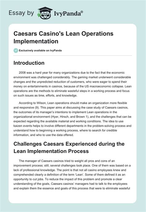 Caesars Casino’s Lean Operations Implementation Case Study.